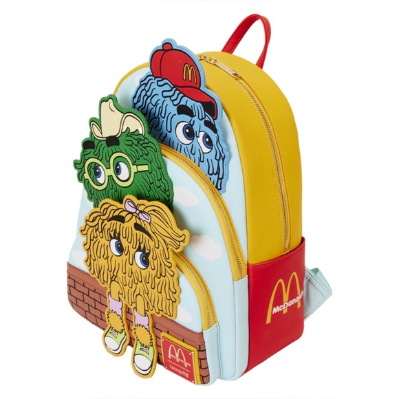 Loungefly McDonald's Vintage Fry Kids Triple Pocket Mini Backpack - Picture 4 of 7